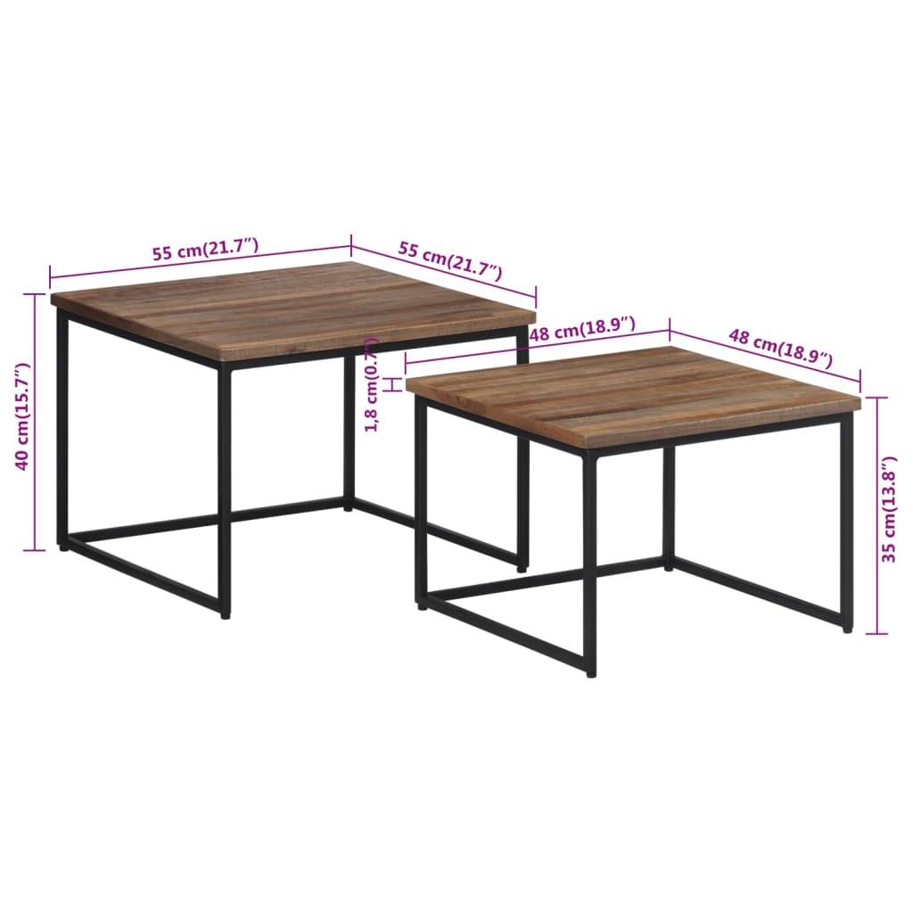 vidaXL Satztische 2 Stk. Massivholz Teak