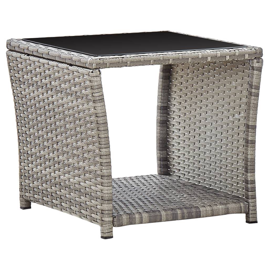 vidaXL 2-tlg. Garten-Essgruppe mit Kissen Grau Poly Rattan