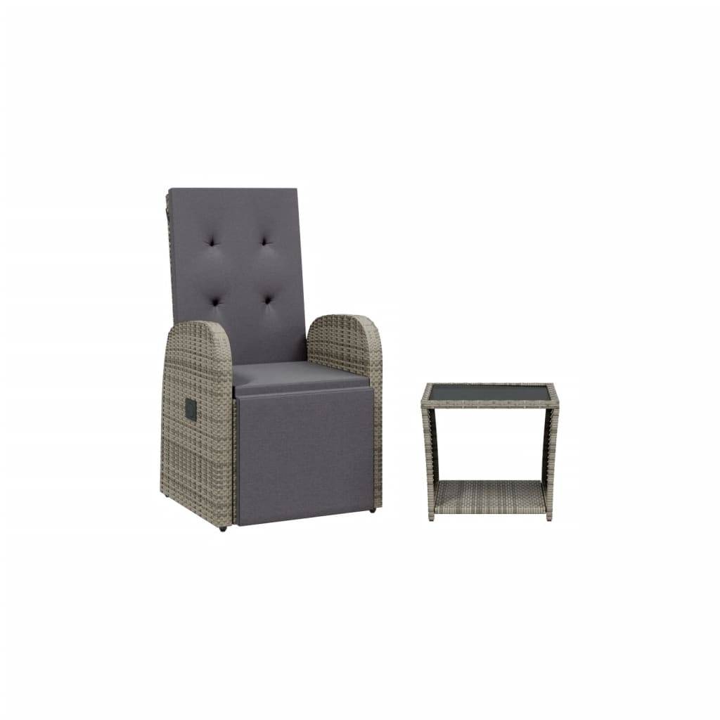 vidaXL 2-tlg. Garten-Essgruppe mit Kissen Grau Poly Rattan