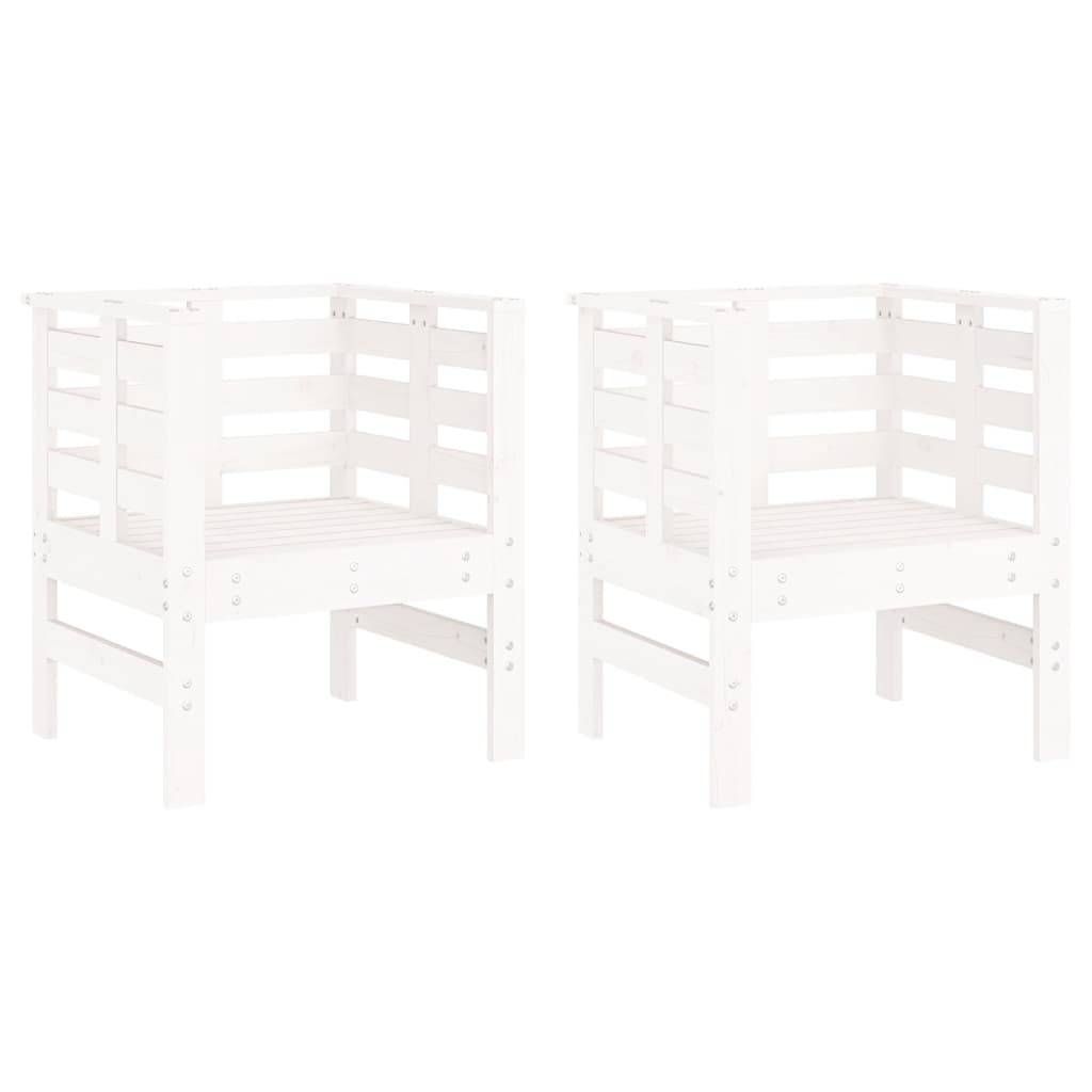vidaXL Gartenstühle 2 Stk. Weiß 61,5x53x71 cm Massivholz Kiefer