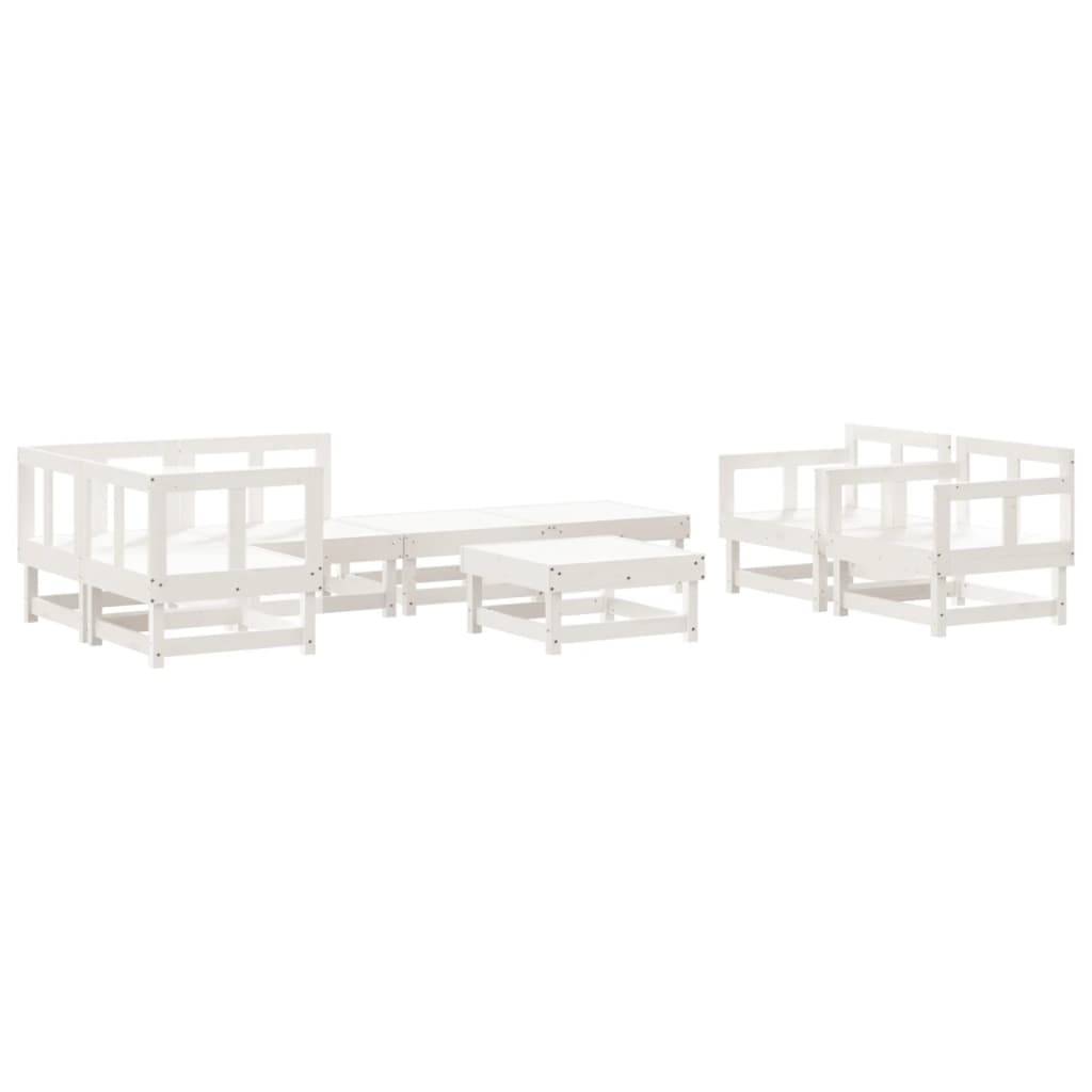 vidaXL 8-tlg. Garten-Lounge-Set Weiß Massivholz Kiefer