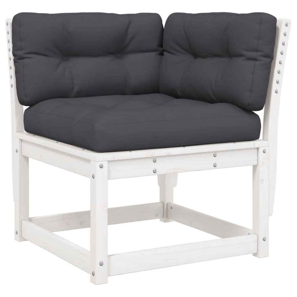 vidaXL 4-tlg. Garten-Lounge-Set mit Kissen Weiß Massivholz Kiefer
