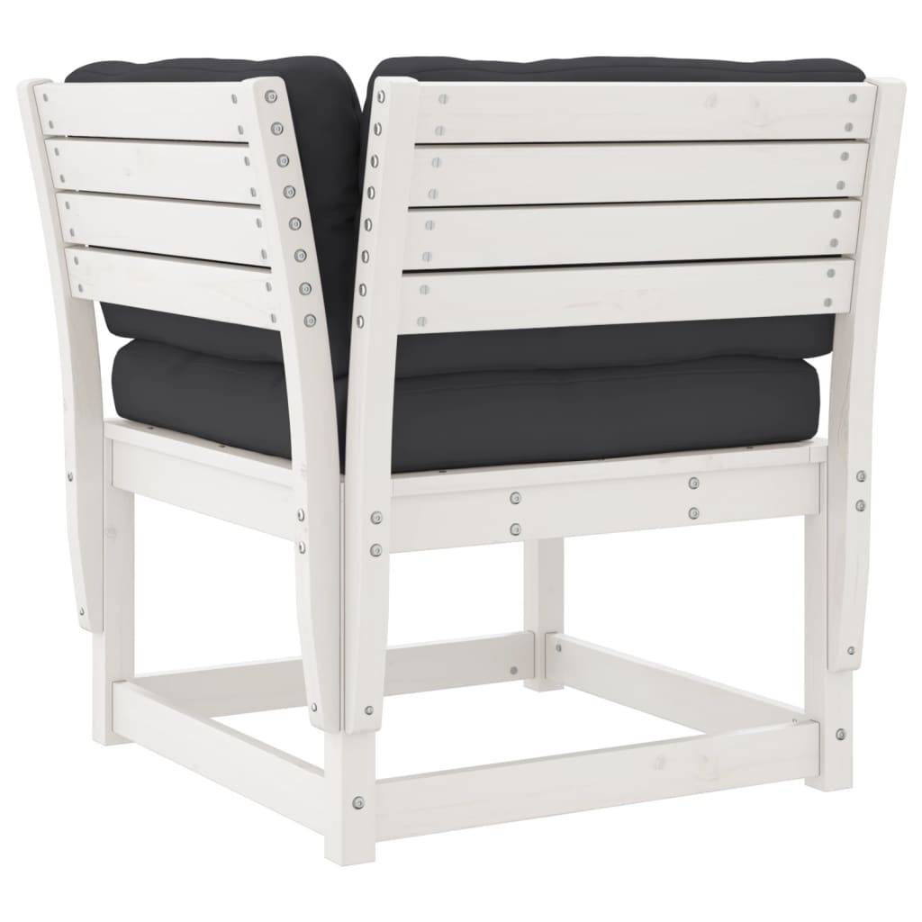 vidaXL 4-tlg. Garten-Lounge-Set mit Kissen Weiß Massivholz Kiefer