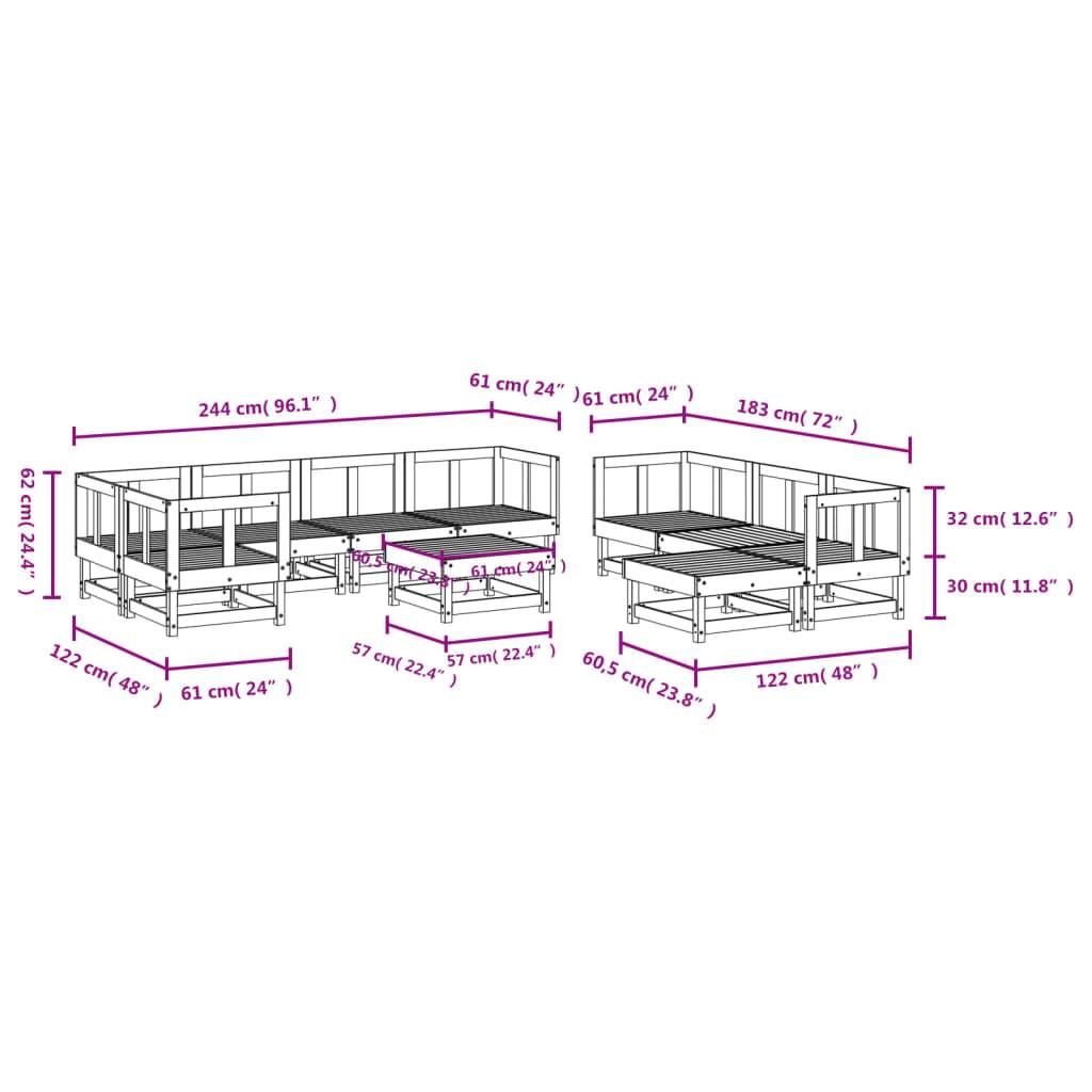 vidaXL 10-tlg. Garten-Lounge-Set Massivholz Kiefer