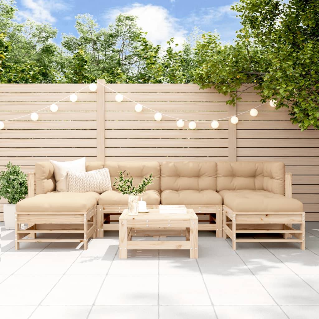 vidaXL 7-tlg. Garten-Lounge-Set Massivholz Kiefer