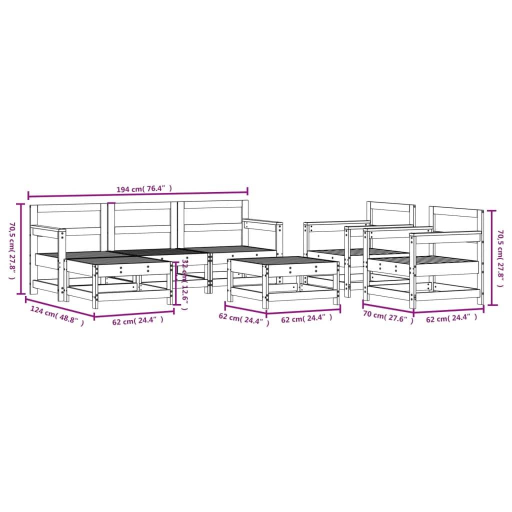 vidaXL 7-tlg. Garten-Lounge-Set Massivholz Kiefer