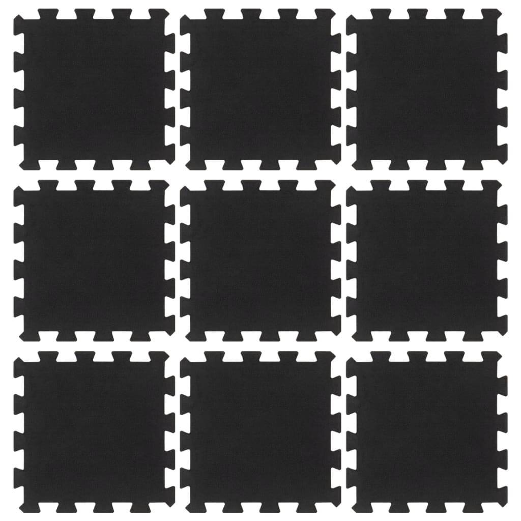 vidaXL Bodenfliesen aus Gummi 9 Stk. Schwarz 16 mm 30x30 cm