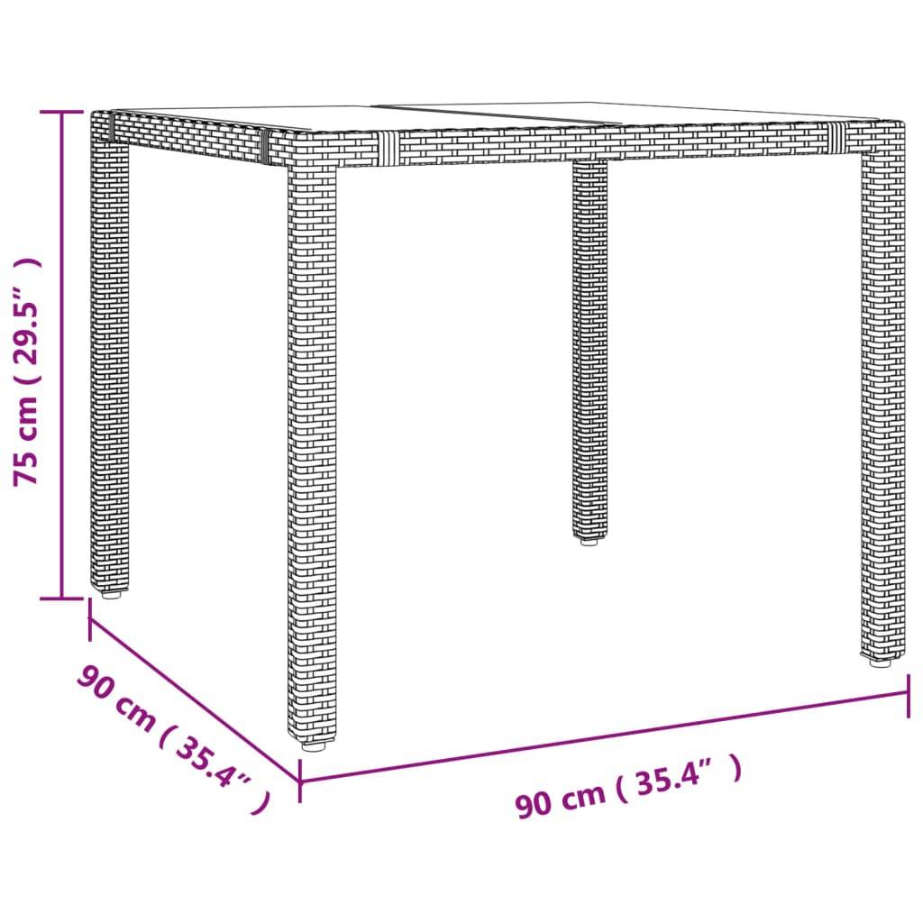 vidaXL 3-tlg. Garten-Essgruppe mit Kissen Schwarz Poly Rattan