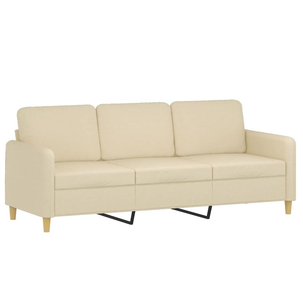 vidaXL 2-tlg. Sofagarnitur mit Kissen Creme Stoff