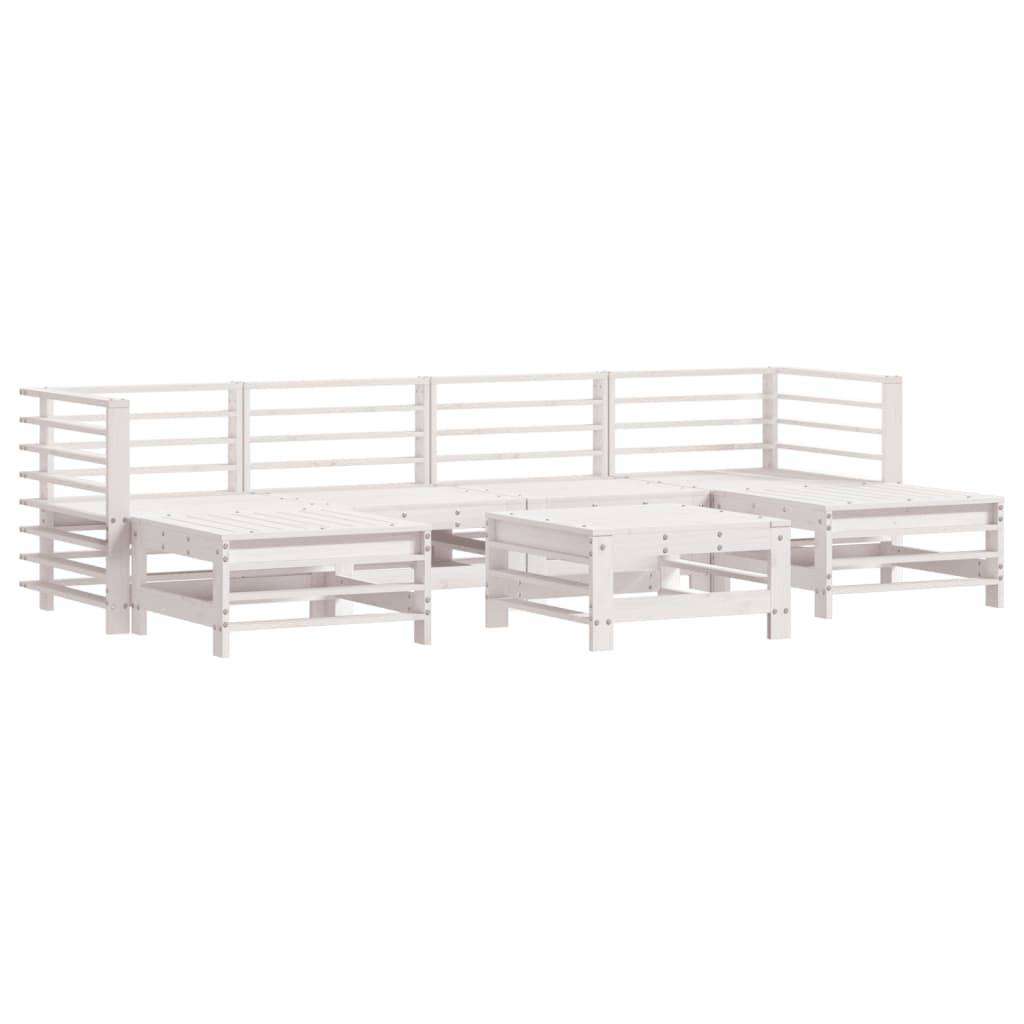 vidaXL 7-tlg. Garten-Lounge-Set Weiß Massivholz Kiefer