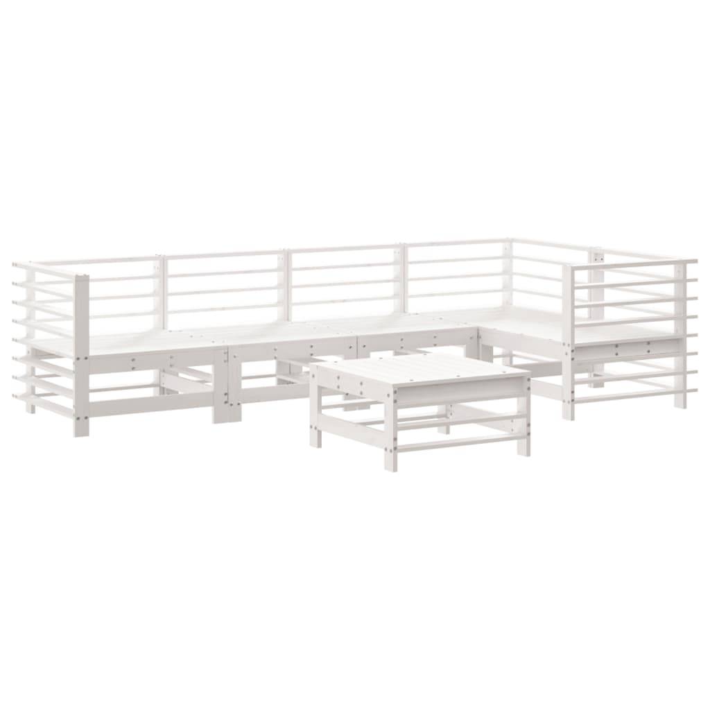 vidaXL 6-tlg. Garten-Lounge-Set Weiß Massivholz Kiefer