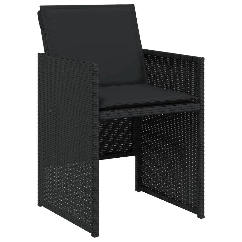 vidaXL 17-tlg. Garten-Essgruppe mit Kissen Schwarz Poly Rattan