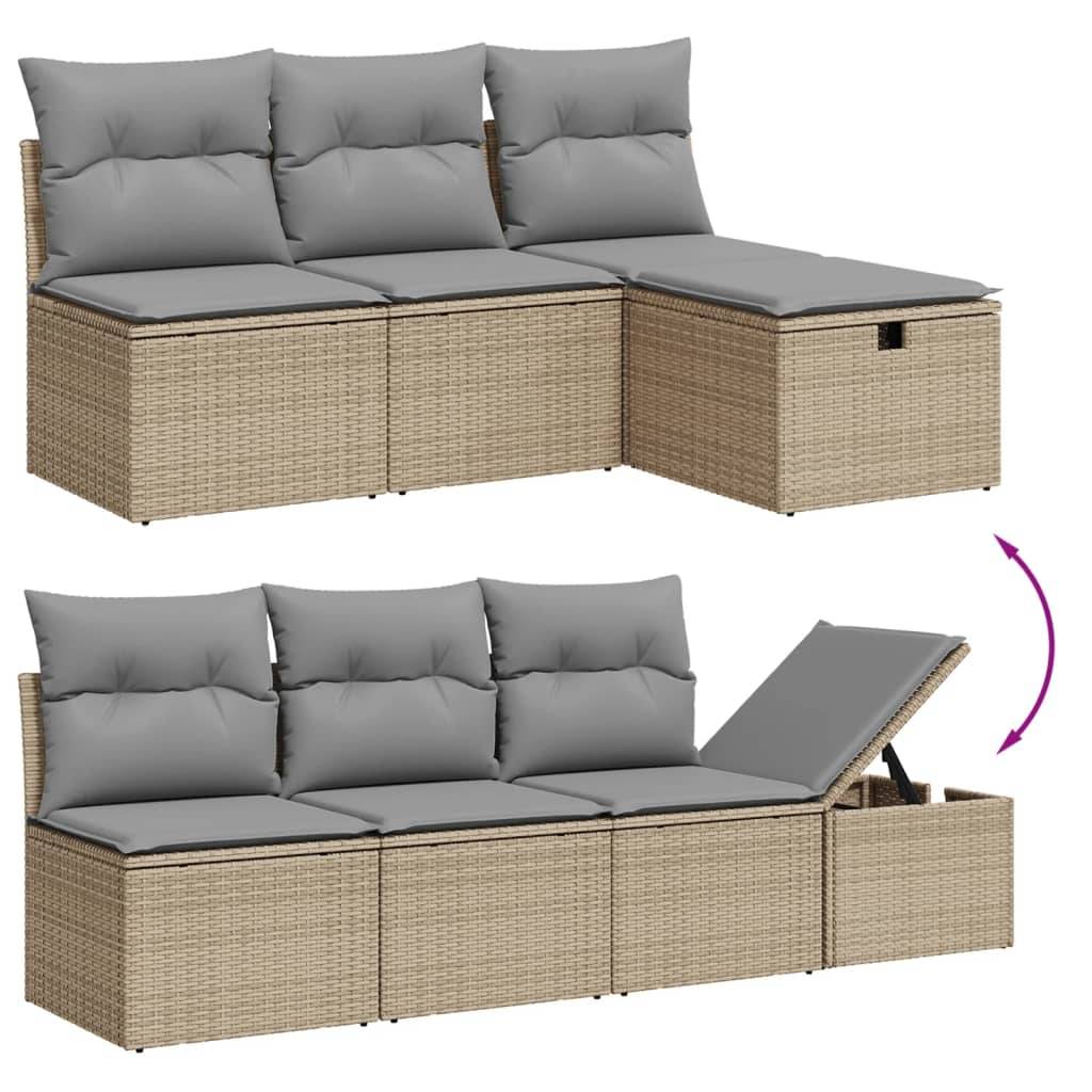 vidaXL 8-tlg. Garten-Sofagarnitur mit Kissen Grau Poly Rattan