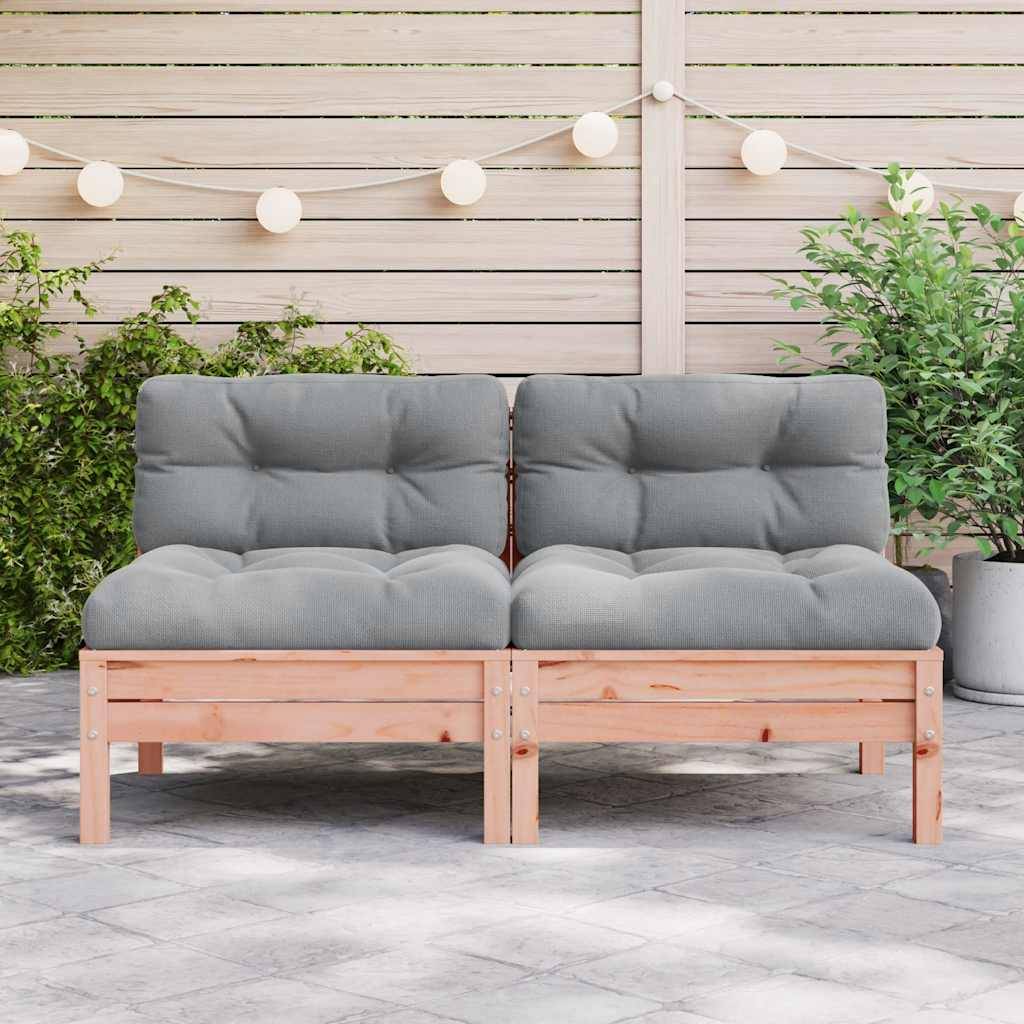 vidaXL Gartensofa ohne Armlehnen mit Kissen 2Stk. Massivholz Douglasie