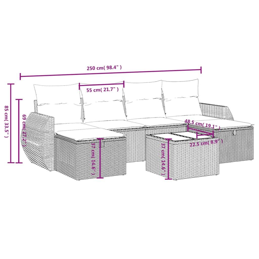 vidaXL 6-tlg. Garten-Sofagarnitur mit Kissen Grau Poly Rattan
