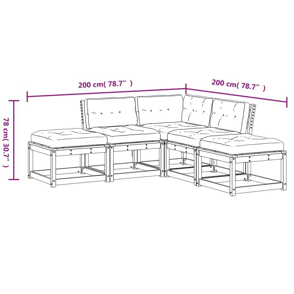 vidaXL 5-tlg. Garten-Sofagarnitur mit Kissen Weiß Massivholz Kiefer