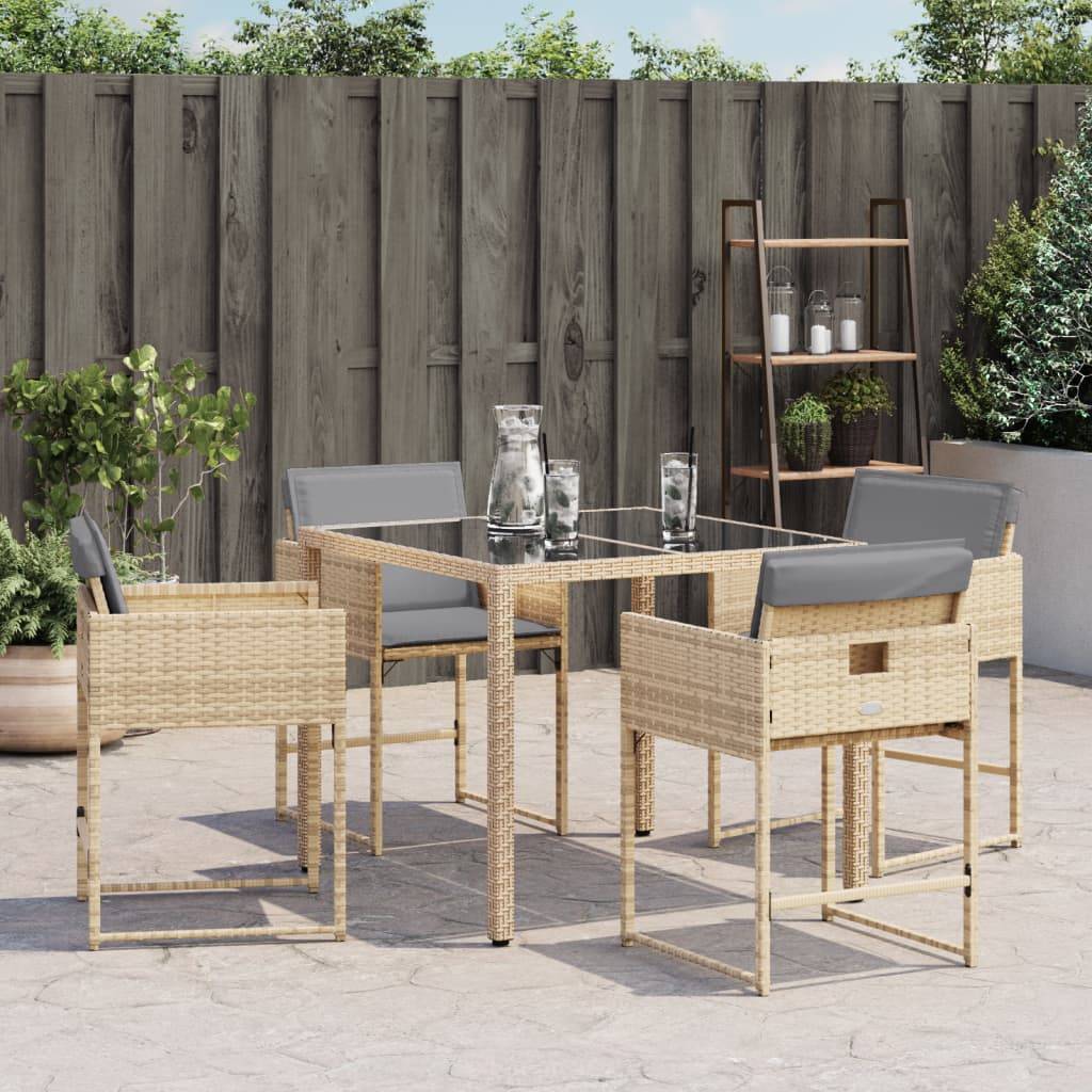 vidaXL Gartenstühle mit Kissen 4 Stk. Beigemischung Poly Rattan