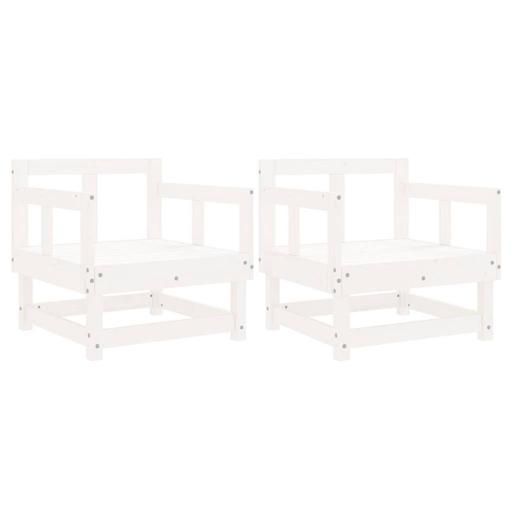 vidaXL Gartenstühle 2 Stk. Weiß Massivholz Kiefer