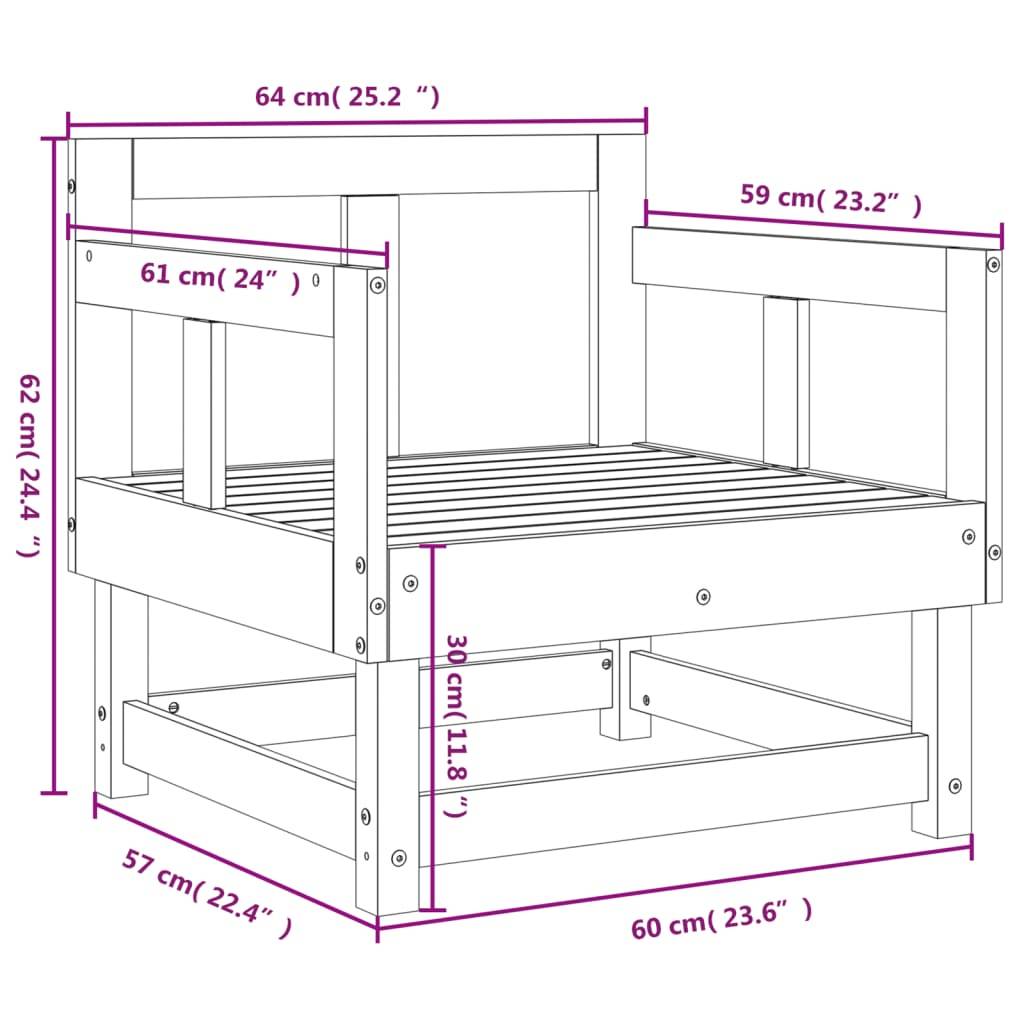 vidaXL Gartenstühle 2 Stk. Weiß Massivholz Kiefer