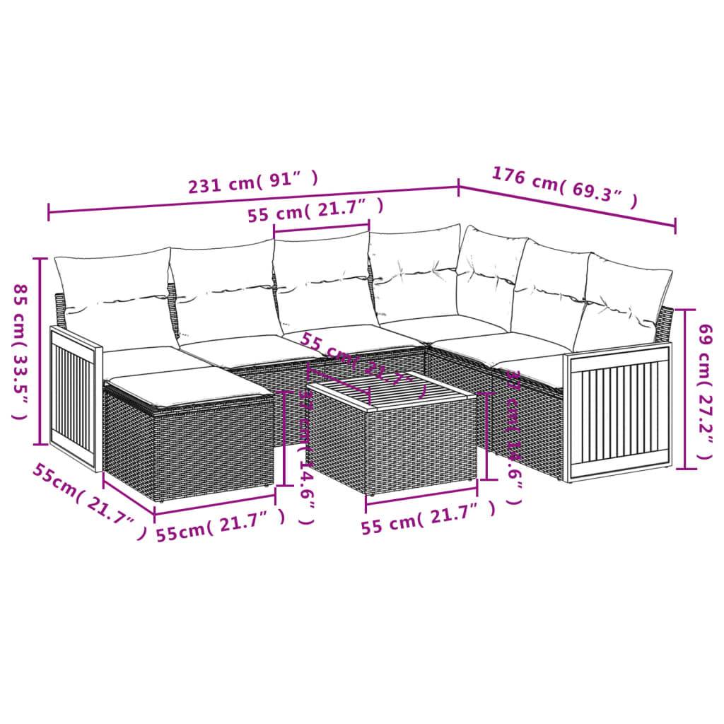 vidaXL 8-tlg. Garten-Sofagarnitur mit Kissen Schwarz Poly Rattan