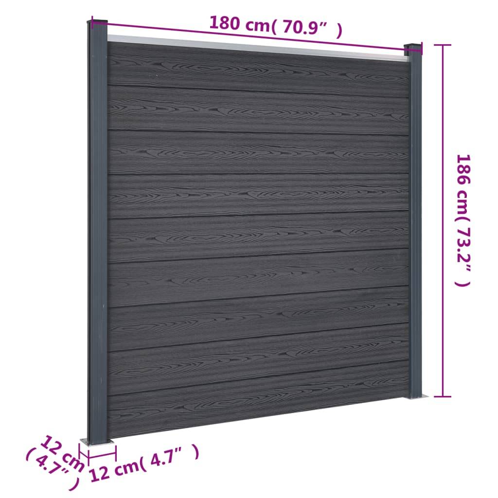 vidaXL Zaunelement-Set Grau 180x186 cm WPC