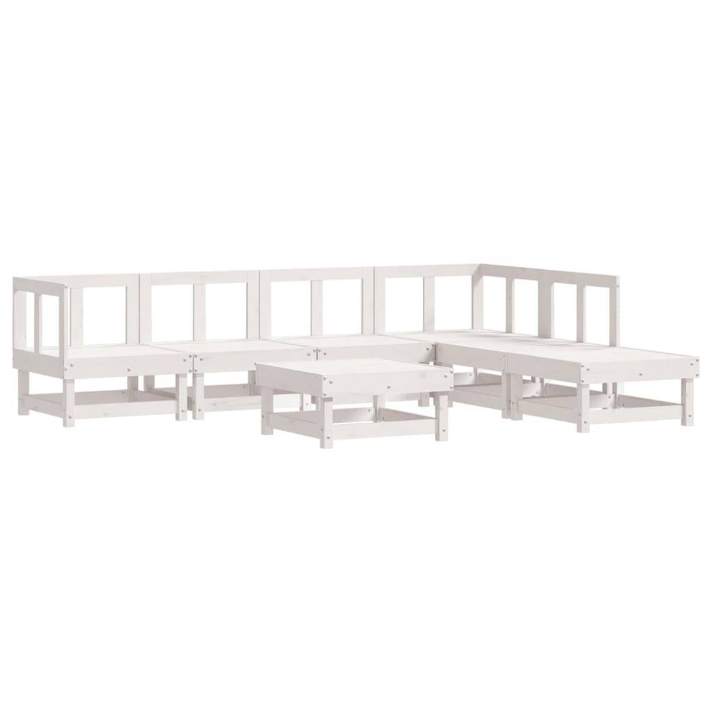 vidaXL 7-tlg. Garten-Lounge-Set Weiß Massivholz Kiefer