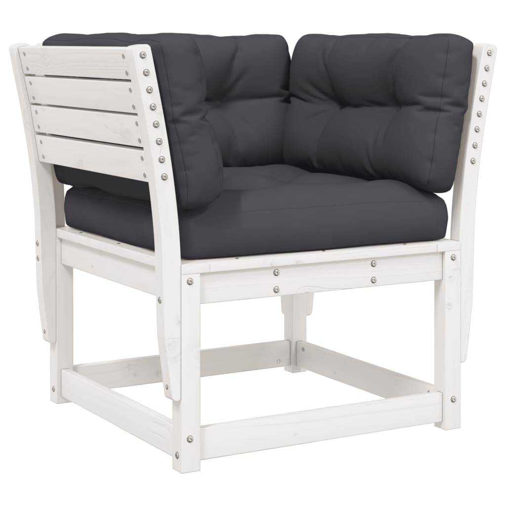 vidaXL 8-tlg. Garten-Lounge-Set mit Kissen Weiß Massivholz Kiefer
