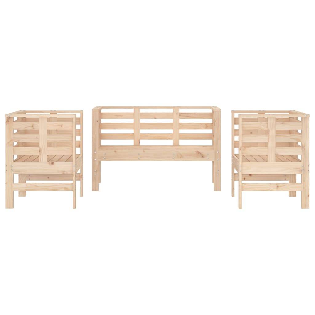vidaXL 3-tlg. Garten-Lounge-Set Massivholz Kiefer
