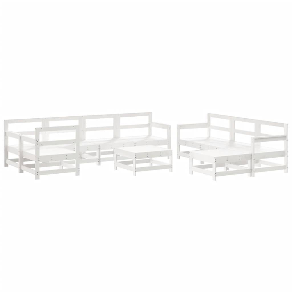 vidaXL 10-tlg. Garten-Lounge-Set mit Kissen Weiß Massivholz