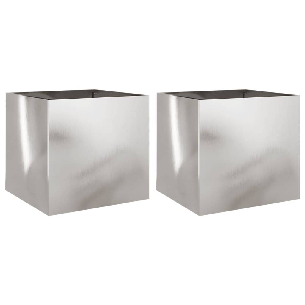 vidaXL Pflanzkübel 2 Stk. Silbern 42x40x39 cm Edelstahl