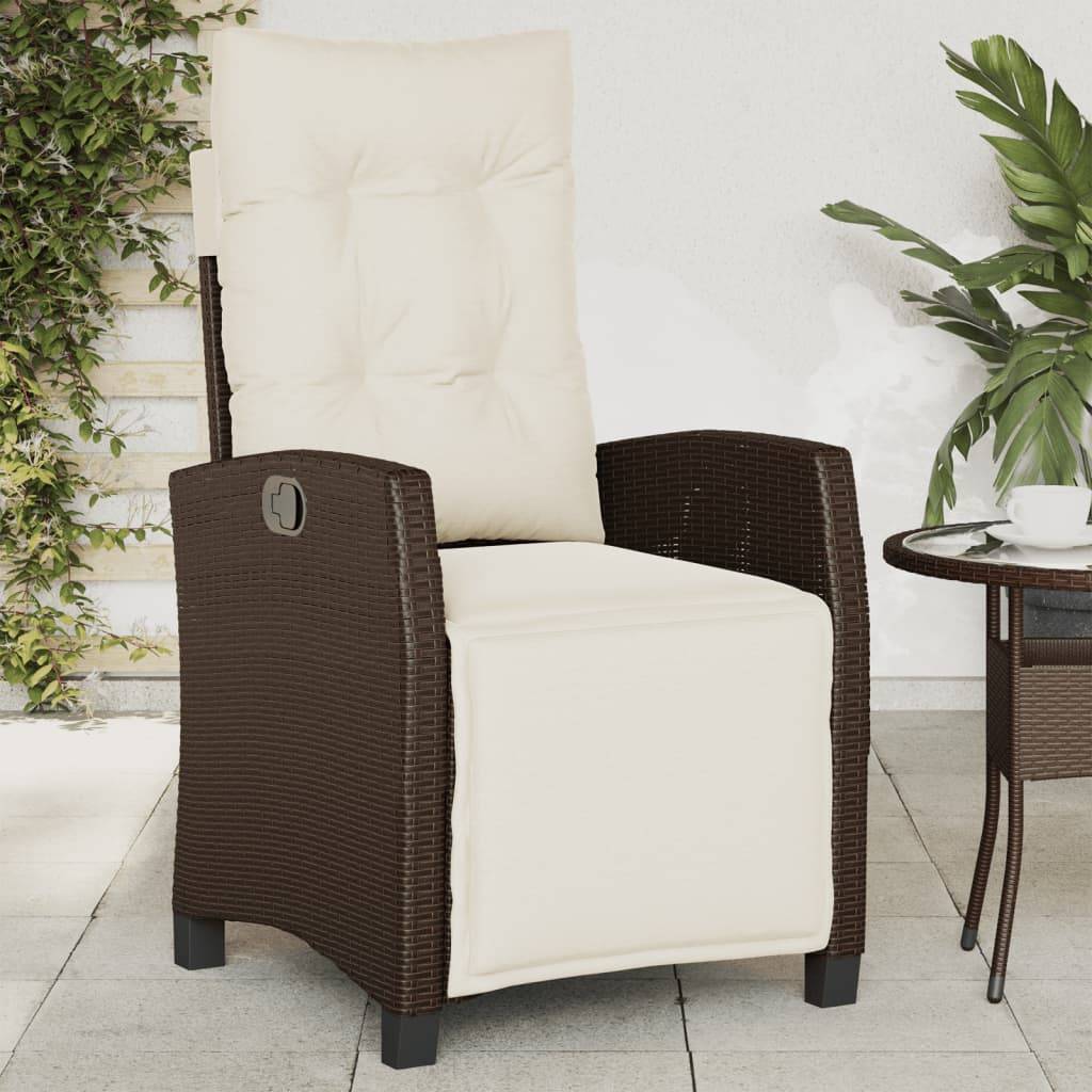 vidaXL Gartensessel mit Fußteil 2 Stk. Verstellbar Braun Poly Rattan