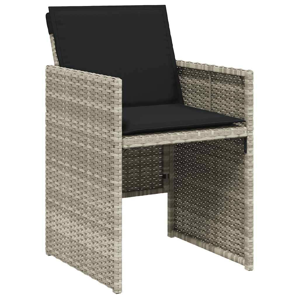 vidaXL 13-tlg. Garten-Essgruppe mit Kissen Hellgrau Poly Rattan