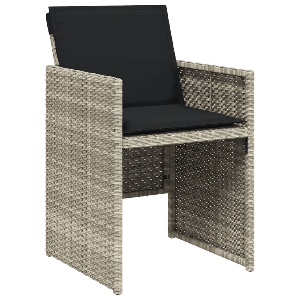 vidaXL 17-tlg. Garten-Essgruppe mit Kissen Hellgrau Poly Rattan