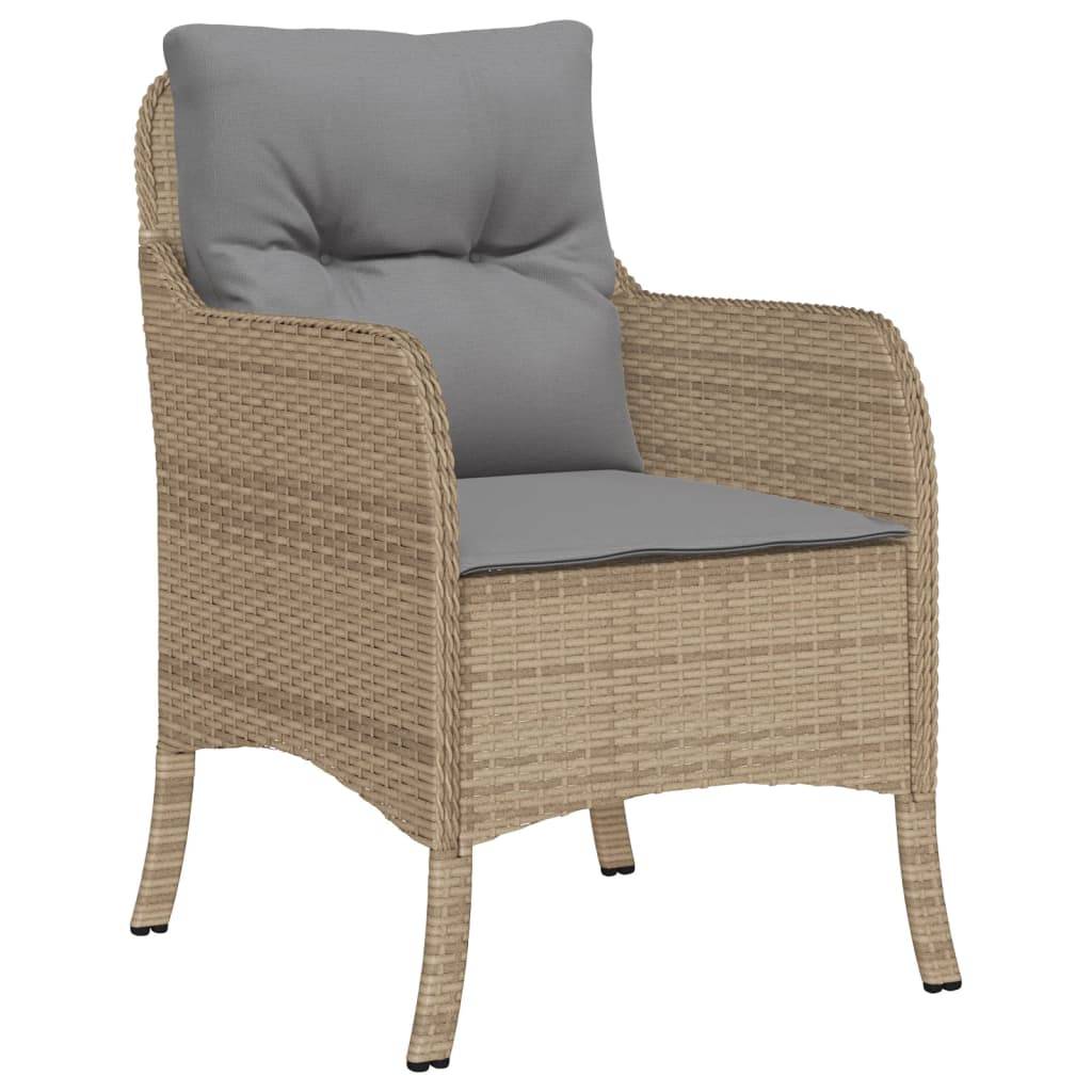vidaXL 3-tlg. Garten-Essgruppe mit Kissen Beige Poly Rattan