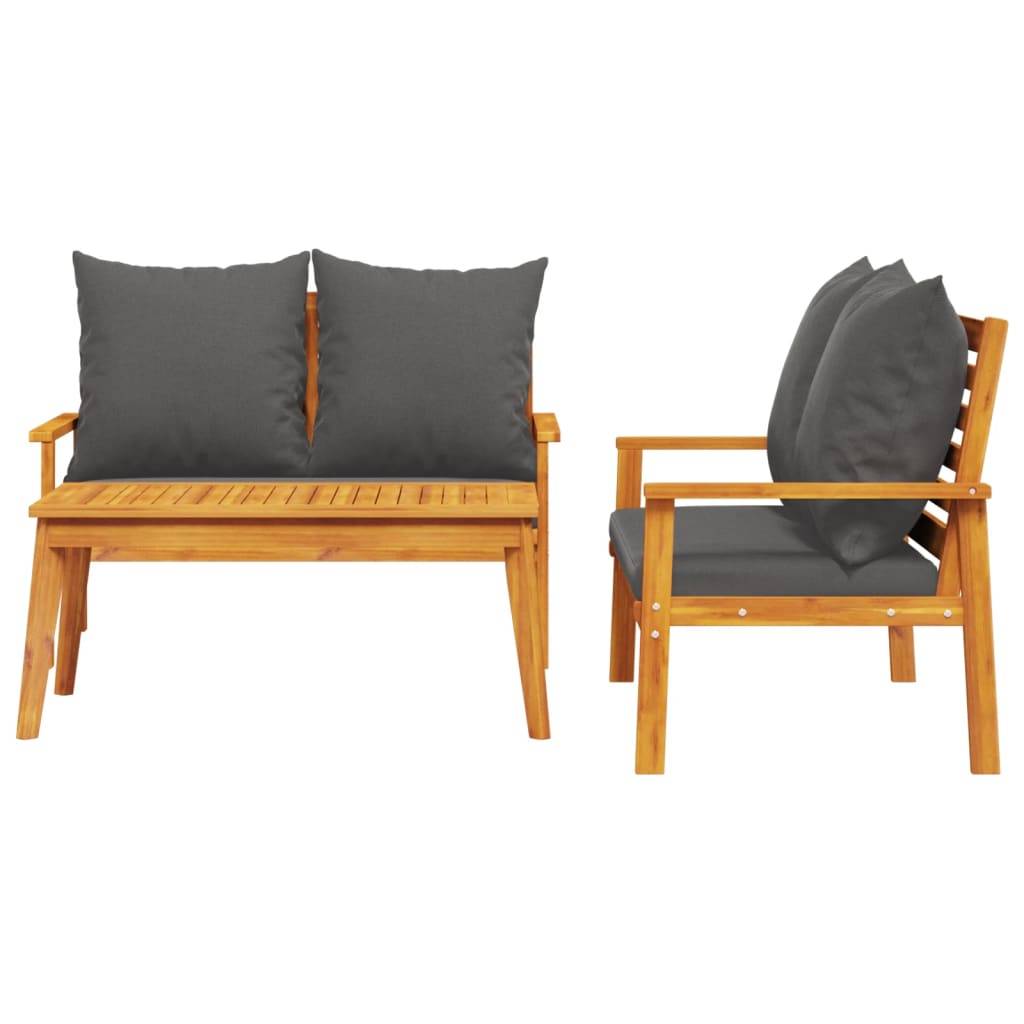 vidaXL 3-tlg. Garten-Lounge-Set mit Kissen Massivholz Akazie