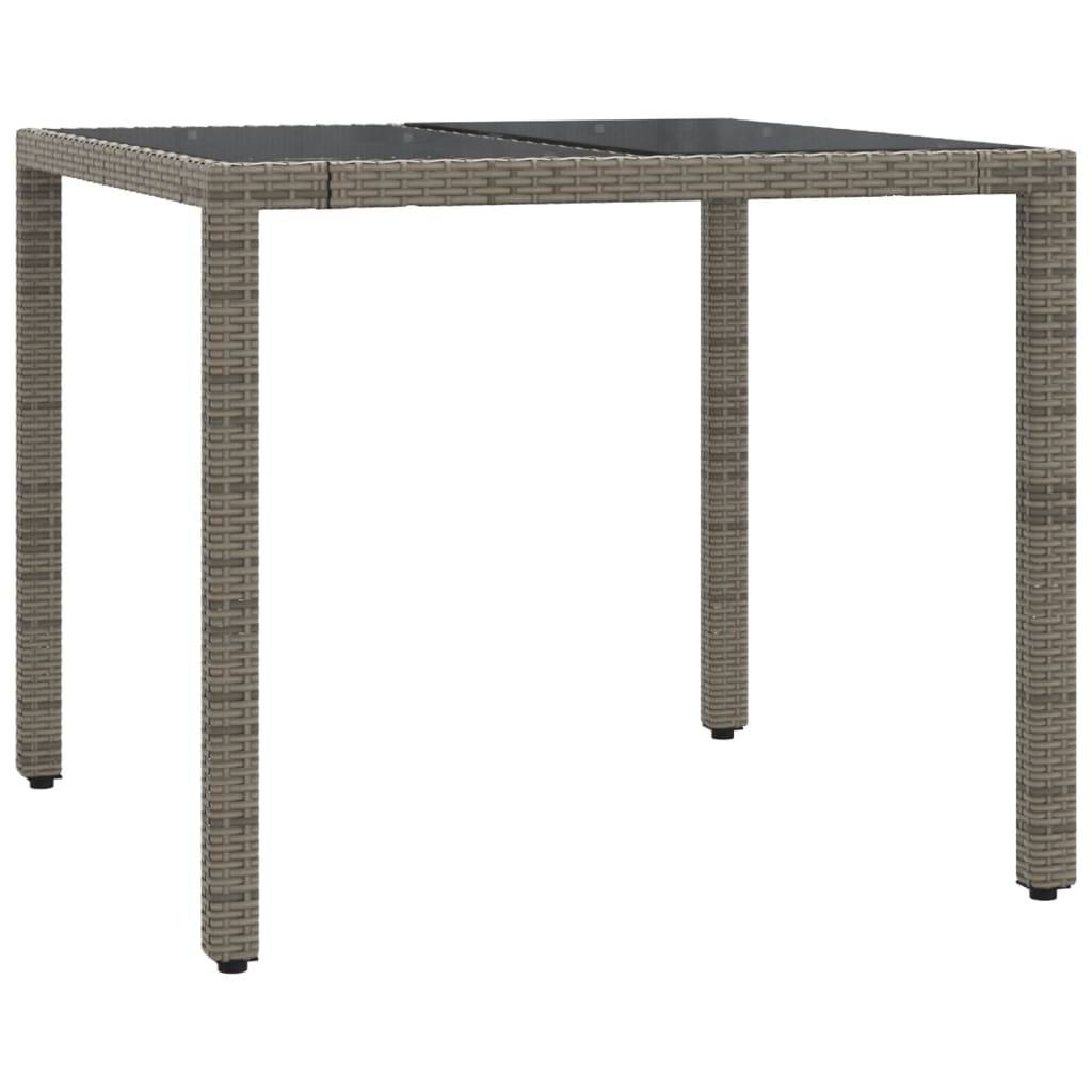 vidaXL 3-tlg. Garten-Essgruppe mit Kissen Grau Poly Rattan