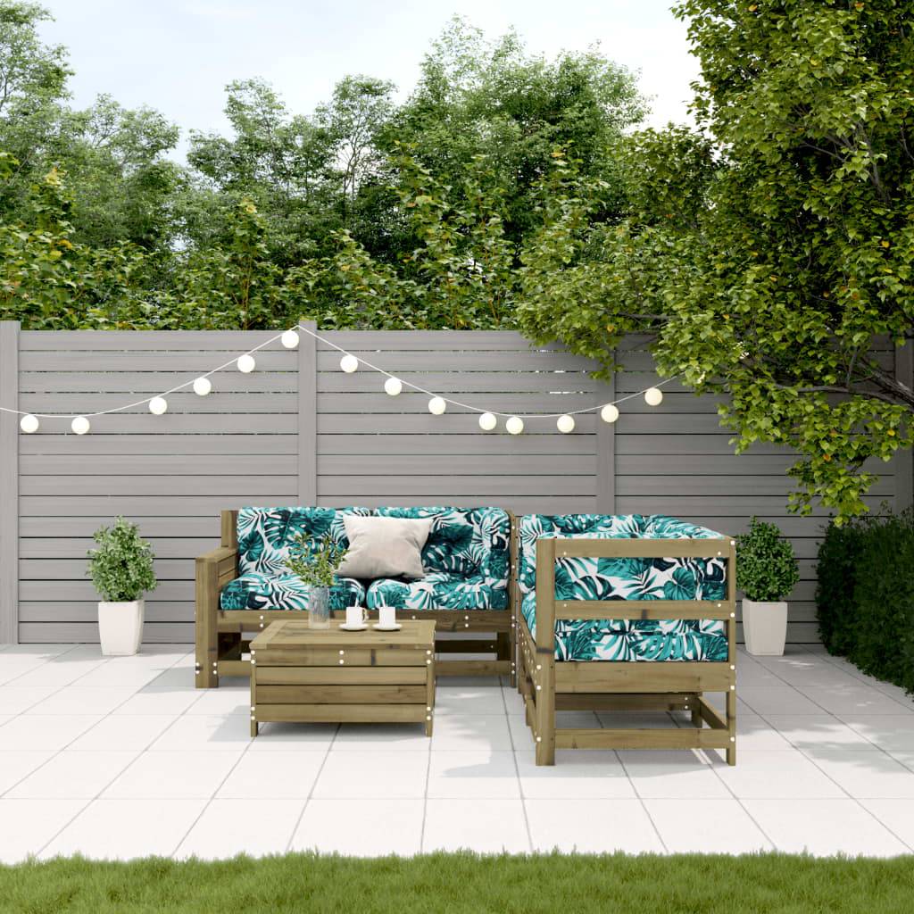 vidaXL 5-tlg. Garten-Lounge-Set mit Kissen Imprägniertes Kiefernholz