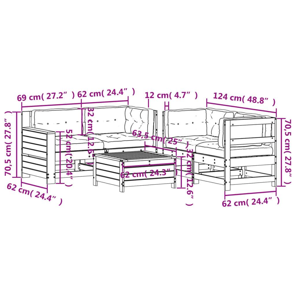 vidaXL 5-tlg. Garten-Lounge-Set mit Kissen Imprägniertes Kiefernholz