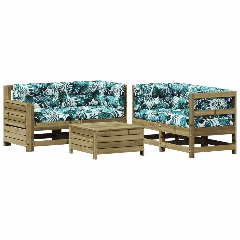 vidaXL 5-tlg. Garten-Lounge-Set mit Kissen Imprägniertes Kiefernholz