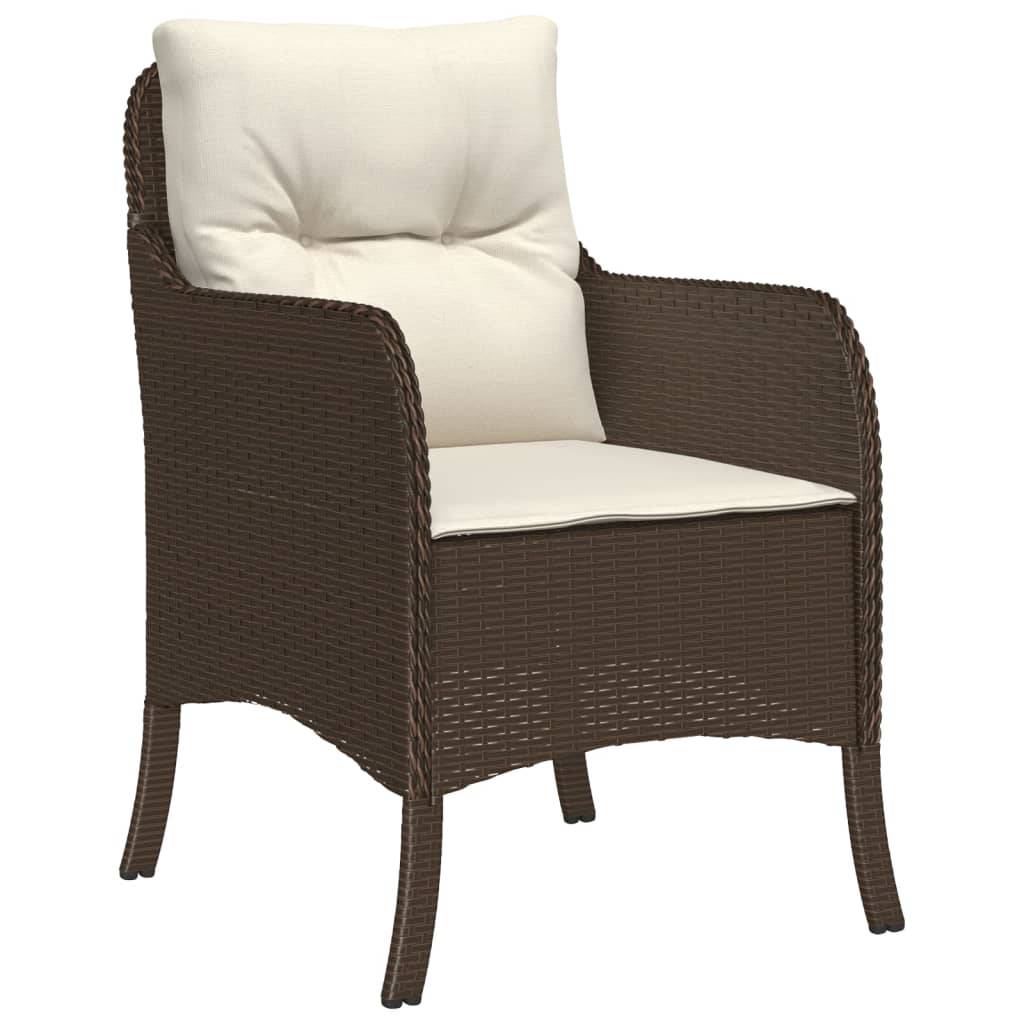 vidaXL 3-tlg. Garten-Essgruppe mit Kissen Braun Poly Rattan
