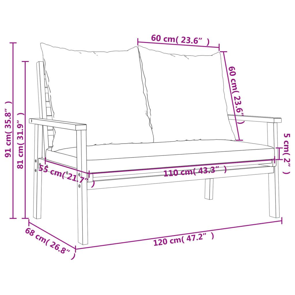vidaXL Gartensofa-Set mit Kissen Massivholz Akazie