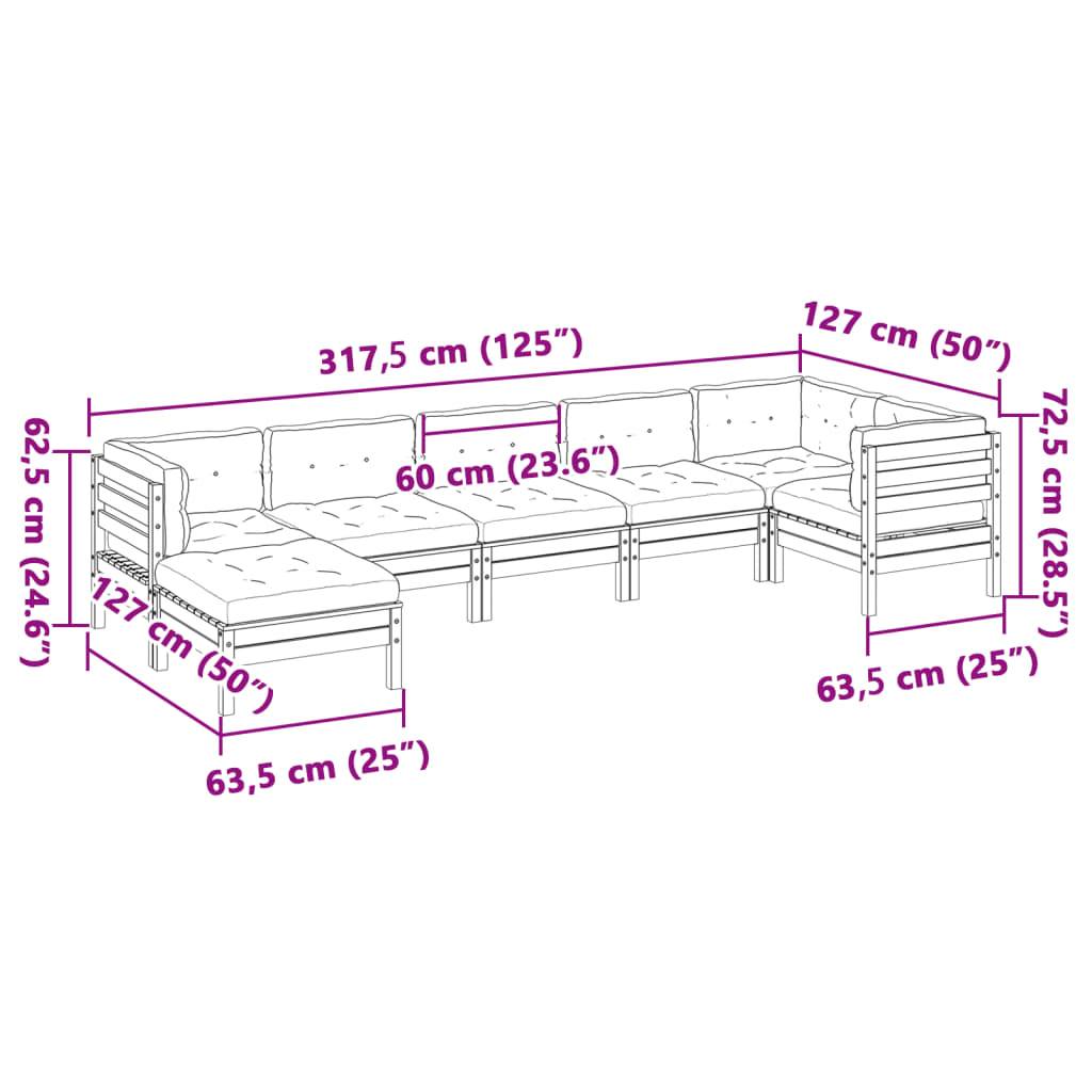 vidaXL 7-tlg. Garten-Sofagarnitur mit Kissen Kiefernholz Imprägniert