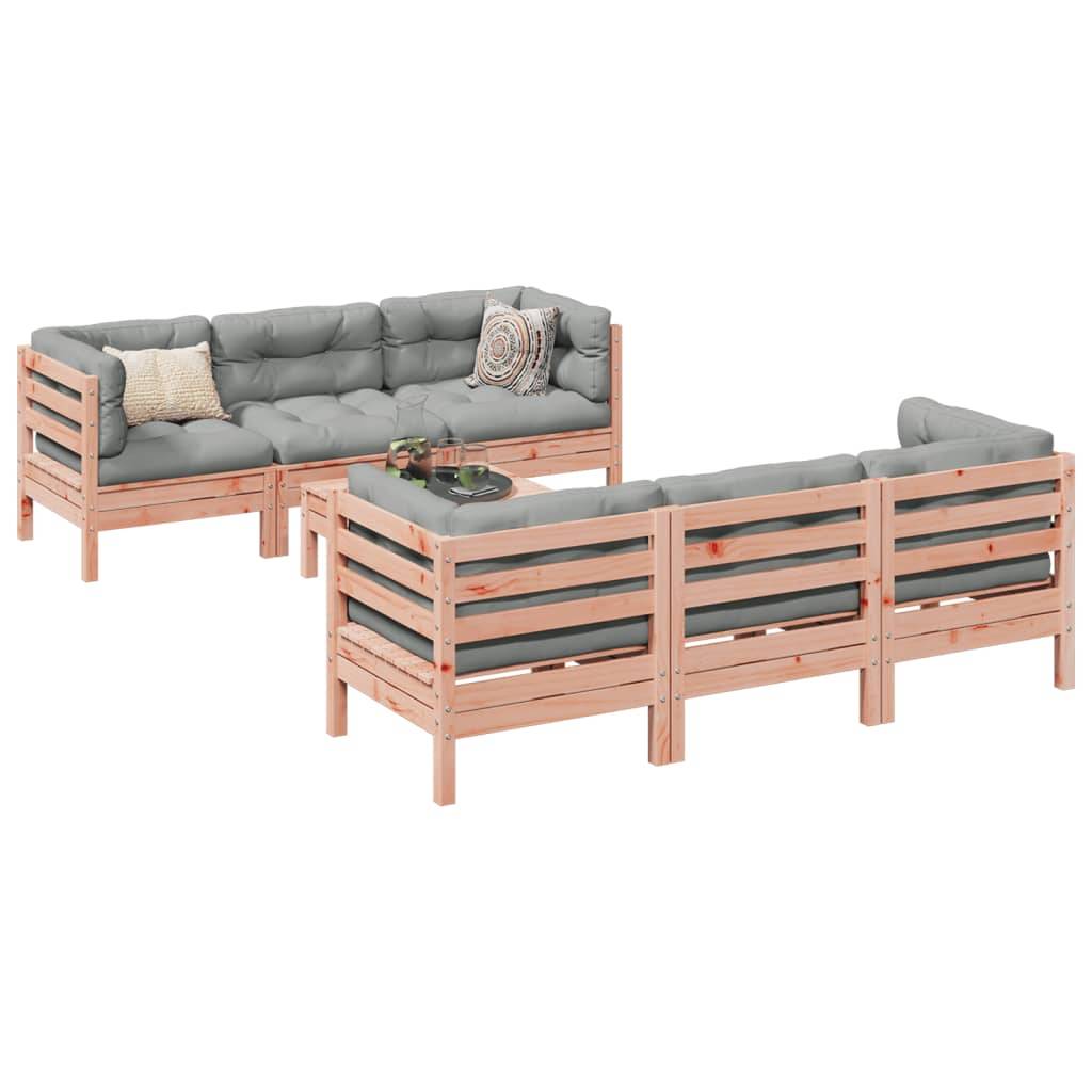 vidaXL 7-tlg. Garten-Sofagarnitur mit Kissen Massivholz Douglasie