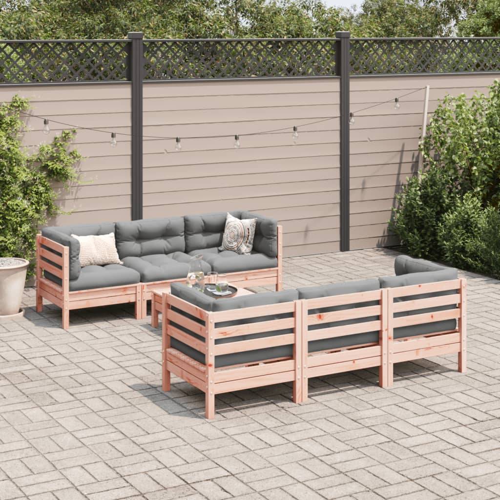 vidaXL 7-tlg. Garten-Sofagarnitur mit Kissen Massivholz Douglasie