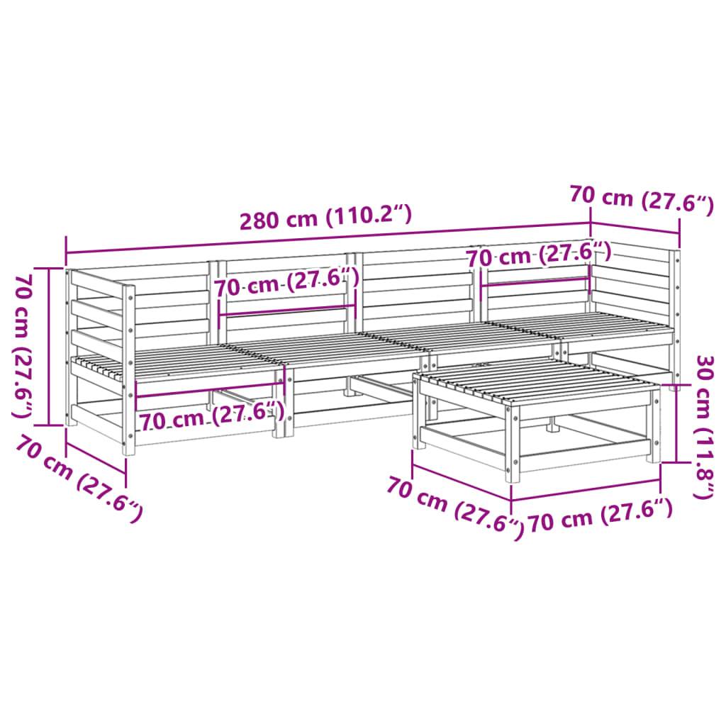 vidaXL 5-tlg. Garten-Sofagarnitur Wachsbraun Massivholz Kiefer