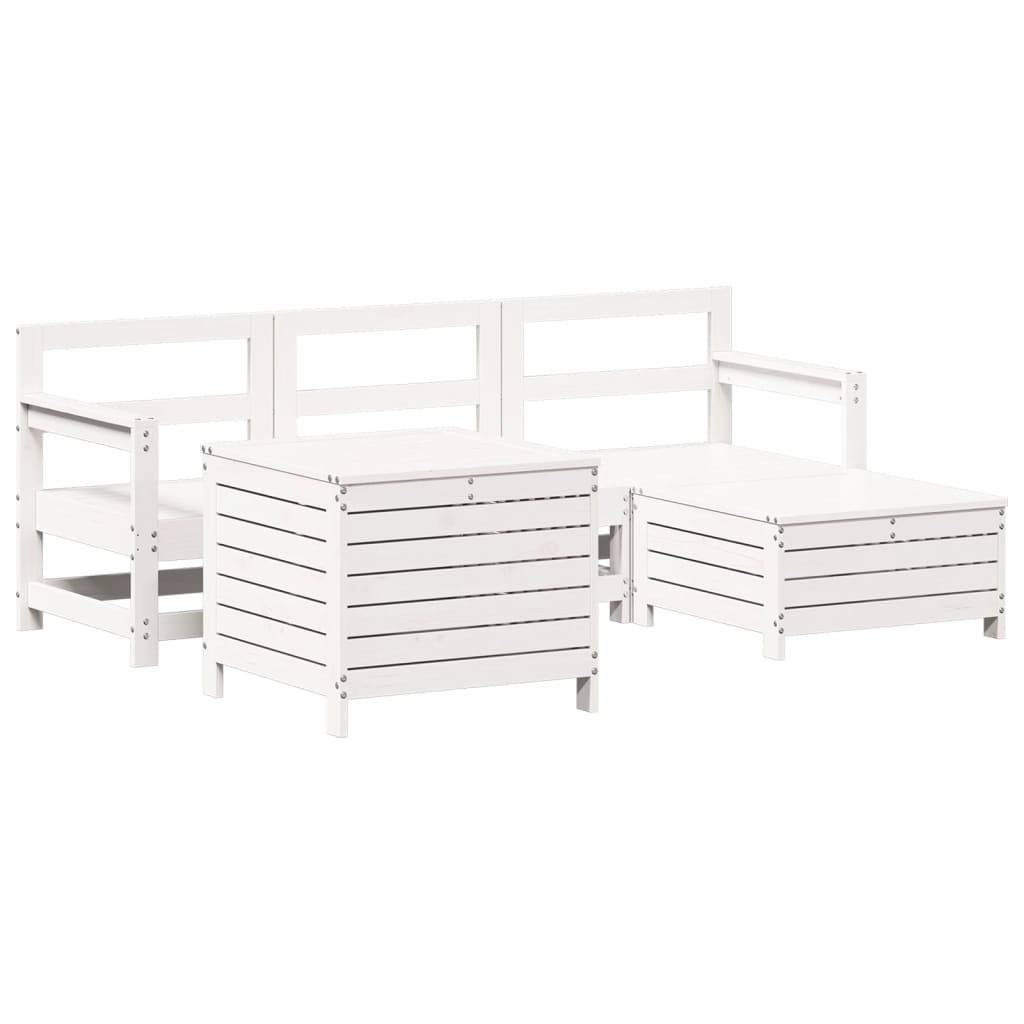 vidaXL 5-tlg. Garten-Sofagarnitur Weiß Massivholz Kiefer