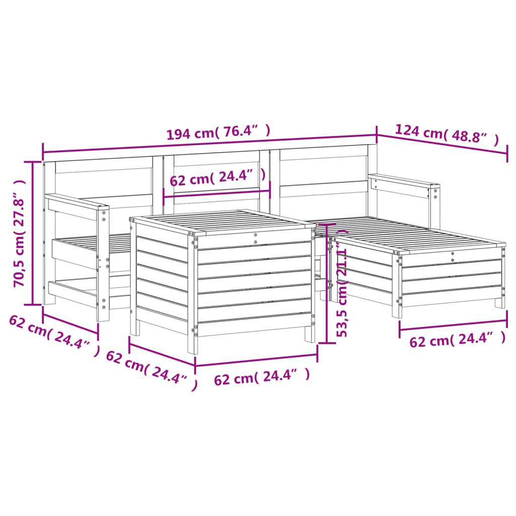 vidaXL 5-tlg. Garten-Sofagarnitur Weiß Massivholz Kiefer