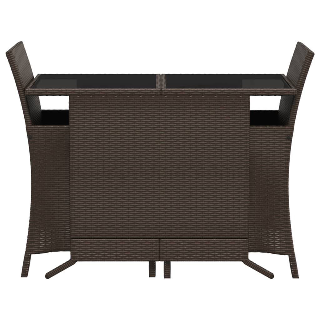 vidaXL 3-tlg. Bistro-Set mit Kissen Braun Poly Rattan