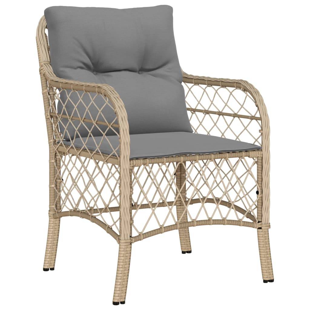 vidaXL 5-tlg. Garten-Essgruppe mit Kissen Beigemischung Poly Rattan