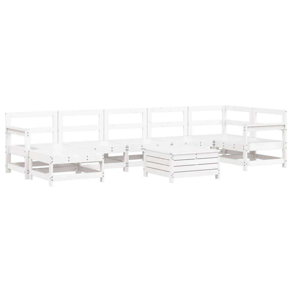 vidaXL 8-tlg. Garten-Sofagarnitur Weiß Massivholz Kiefer